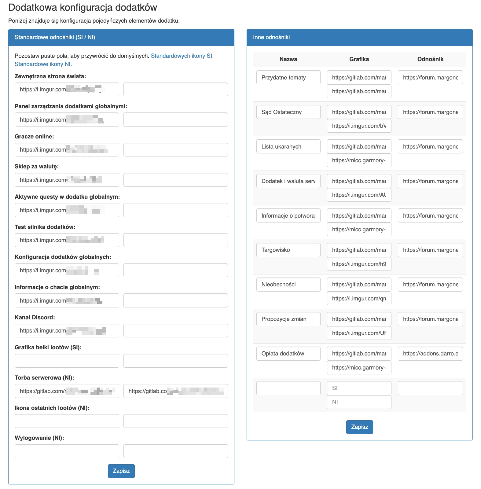 Konfiguracja odnośników