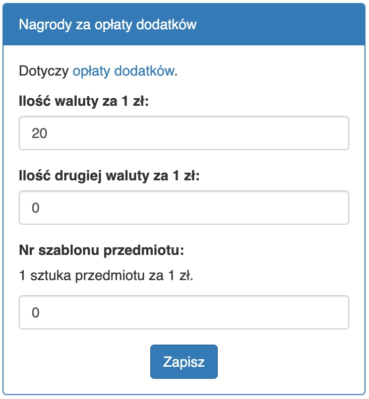 Nagrody za wpłaty