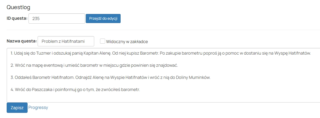 Zarządzanie questami